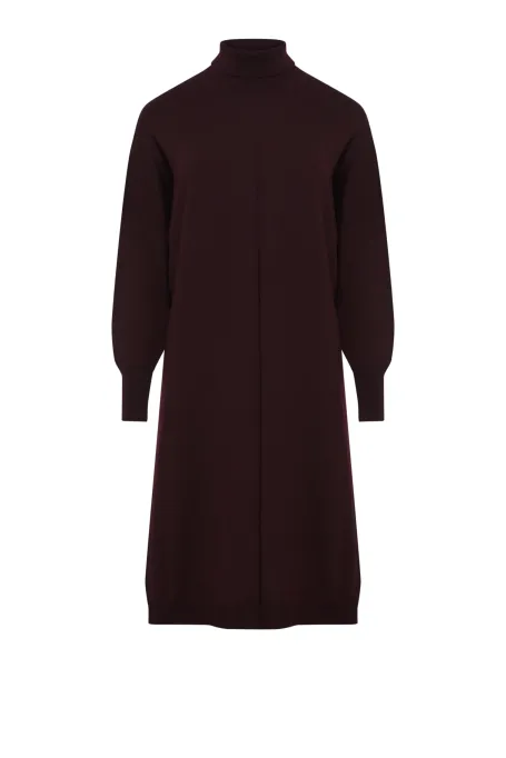 Lilacová šaty s rolákem z merino vlny