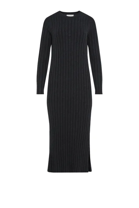 Tmavě šedé pletené šaty s merino vlnou