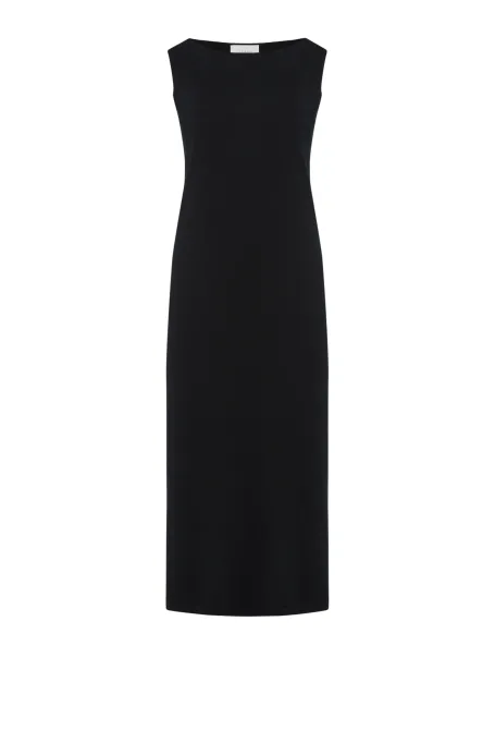 Černé midi šaty z merino vlny
