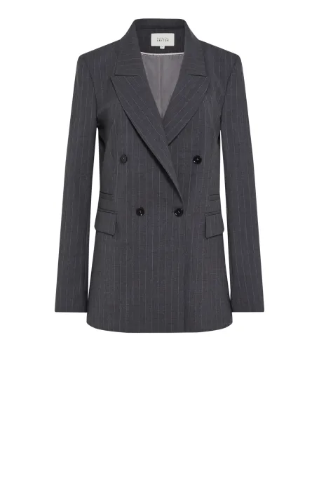 Šedý vlněný pruhovaný sako k obleku