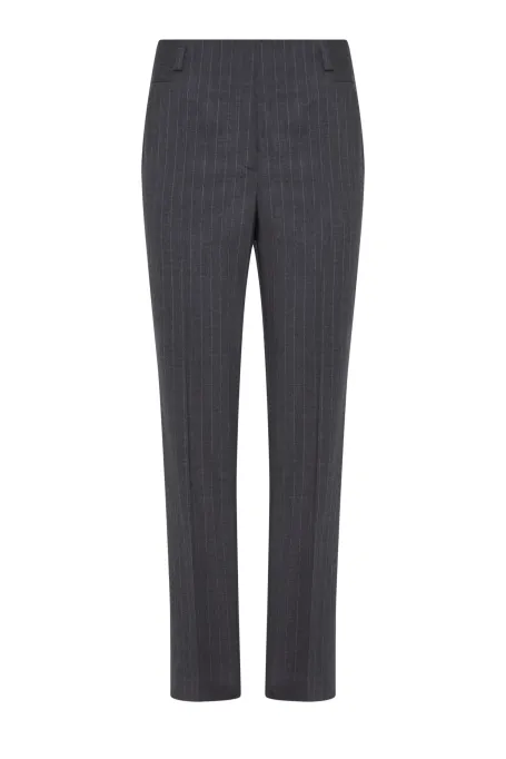 Šedé vlněné pruhované kalhoty k obleku