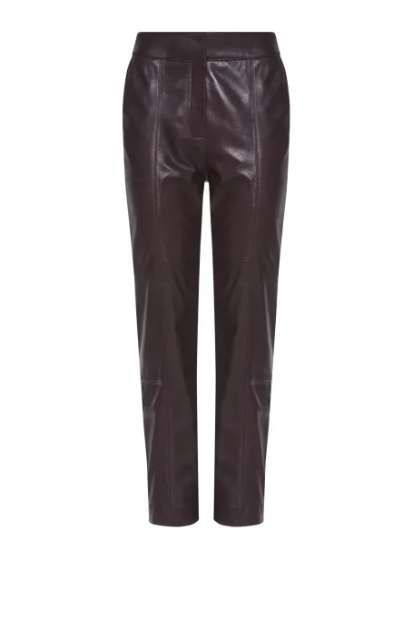 Baklažánové kožené kalhoty s kapsami