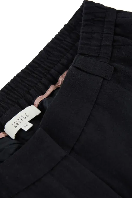 Černé kalhoty s vlnou a lnem