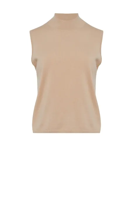 Bežový polo golf bez rukávů