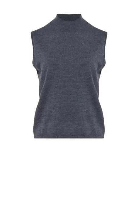 Šedý polo rolák bez rukávů