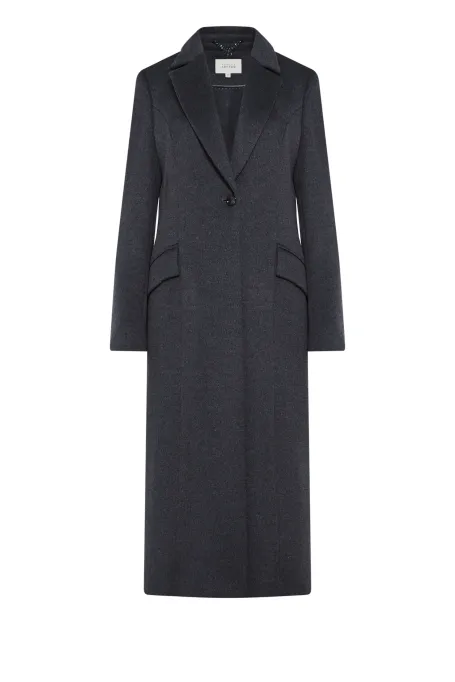 Tmavě šedý midi kabát z vlny