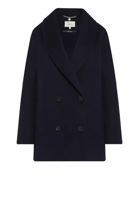 Granátový dvouřadový kabát z hedvábí doubleface