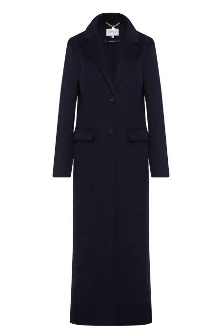 Dlouhý granátový jednobarevný kabát doubleface