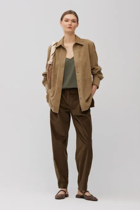 Bežová košile z přírodní semišové kůže