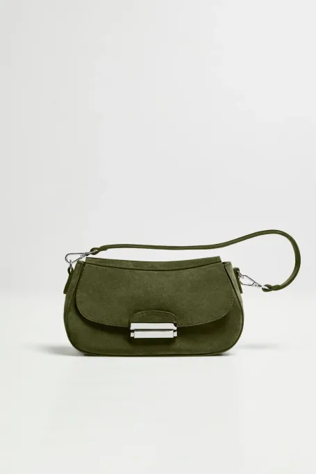 Malá zelená kabelka z přírodní semišové kůže