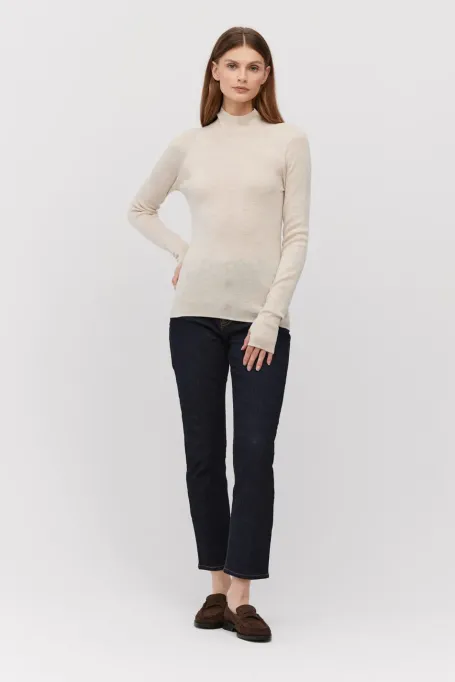 Bežový polo rolák z merino vlny