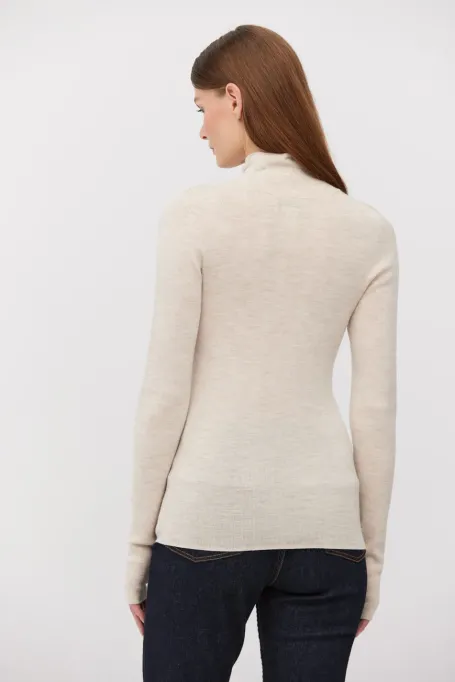 Bežový polo rolák z merino vlny