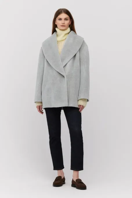 Šedá bunda z baby suri alpaky