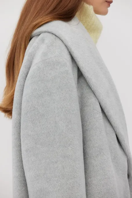 Šedá bunda z baby suri alpaky
