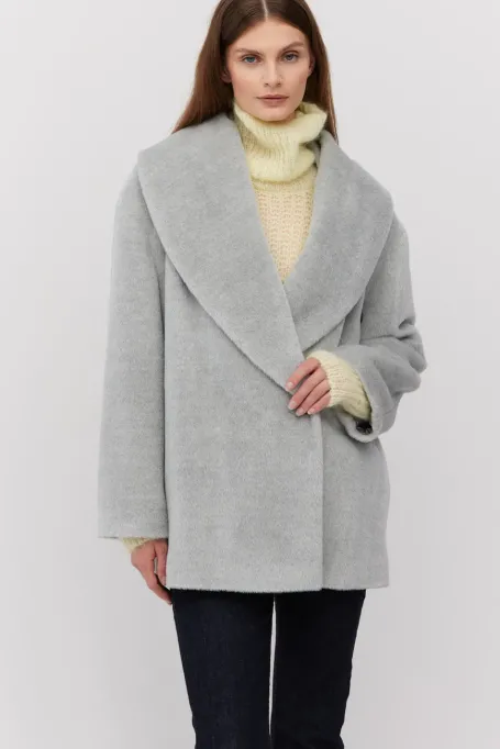 Šedá bunda z baby suri alpaky