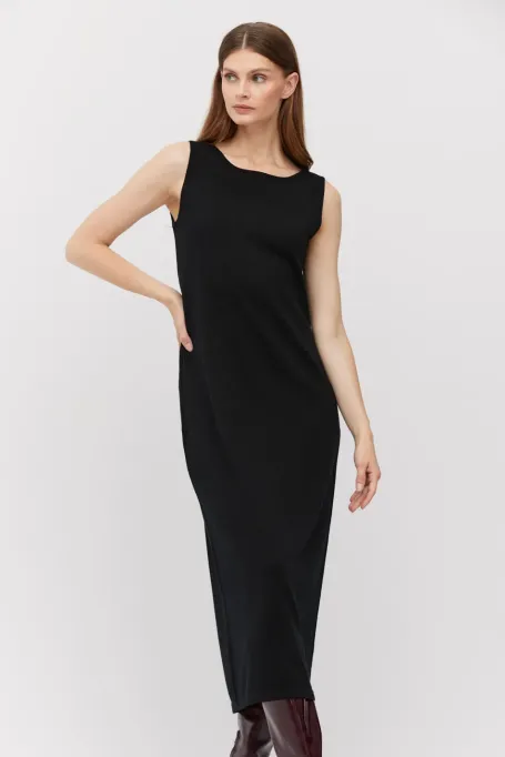 Černé midi šaty z merino vlny