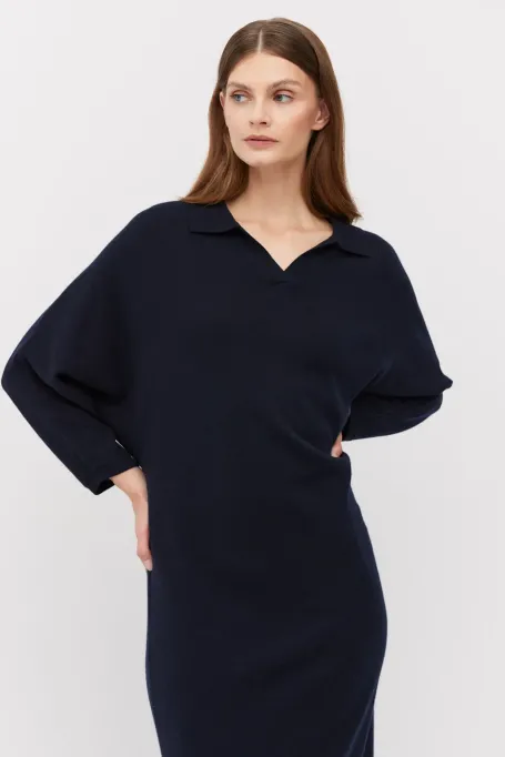 Granátová polo šaty s kašmírem a merino vlnou