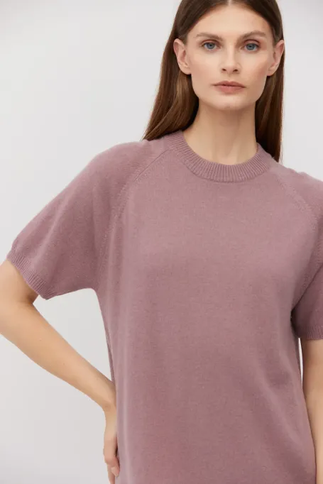 Jasně fialová midi šaty z merino vlny