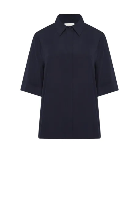 Granátová hedvábná košile s krátkým rukávem