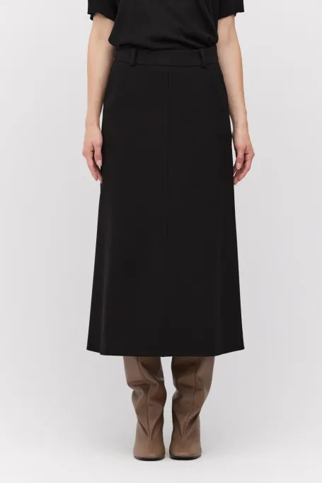 Černá midi trapezová sukně