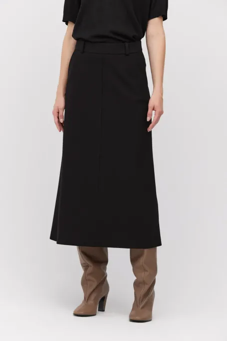 Černá midi trapezová sukně
