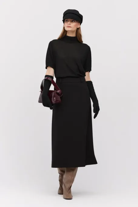 Černá midi trapezová sukně