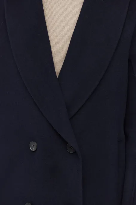 Granátový dvouřadový kabát z hedvábí doubleface