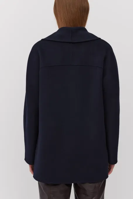Granátový dvouřadový kabát z hedvábí doubleface