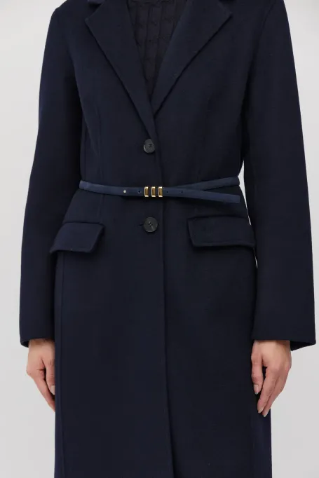 Dlouhý granátový jednobarevný kabát doubleface