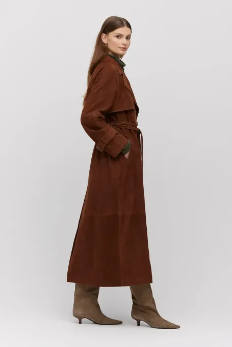 Trenčkot z přírodní semišové kůže