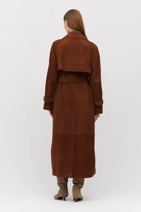 Trenčkot z přírodní semišové kůže