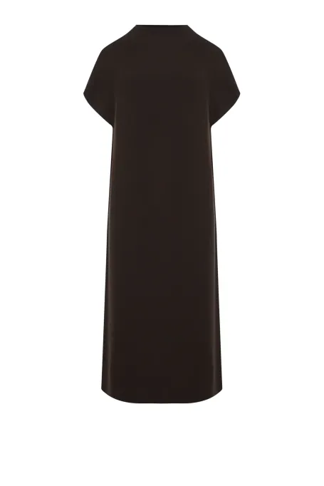 Hnědá midi šaty z vlny