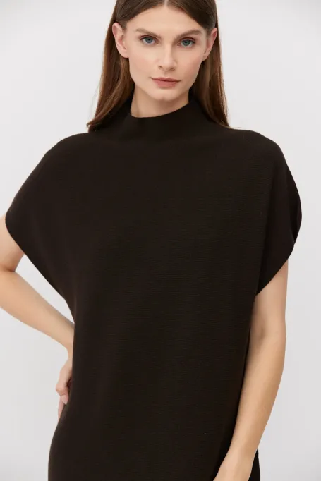 Hnědá midi šaty z vlny