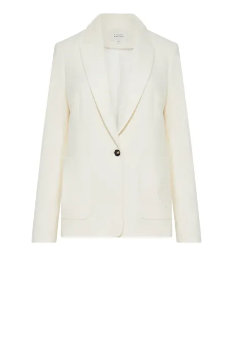 Vlněný smetanový saka k obleku s kašmírem