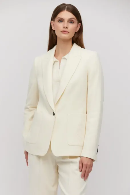 Vlněný smetanový saka k obleku s kašmírem