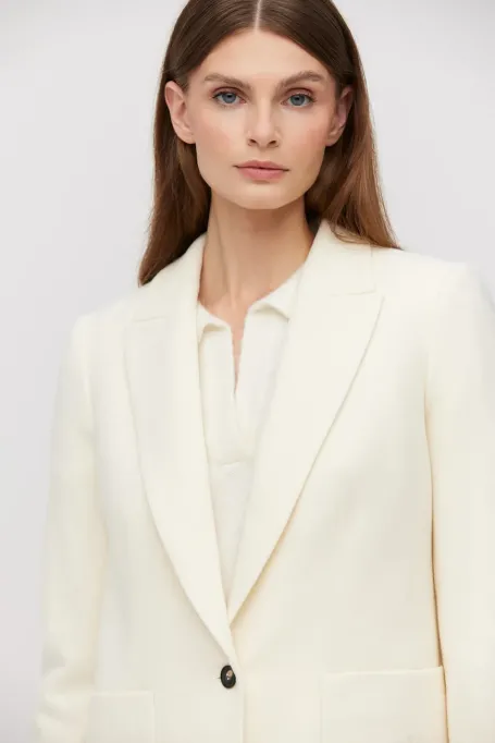 Vlněný smetanový saka k obleku s kašmírem