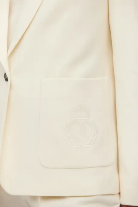 Vlněný smetanový saka k obleku s kašmírem