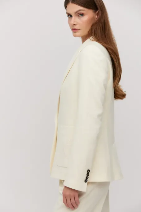 Vlněný smetanový saka k obleku s kašmírem