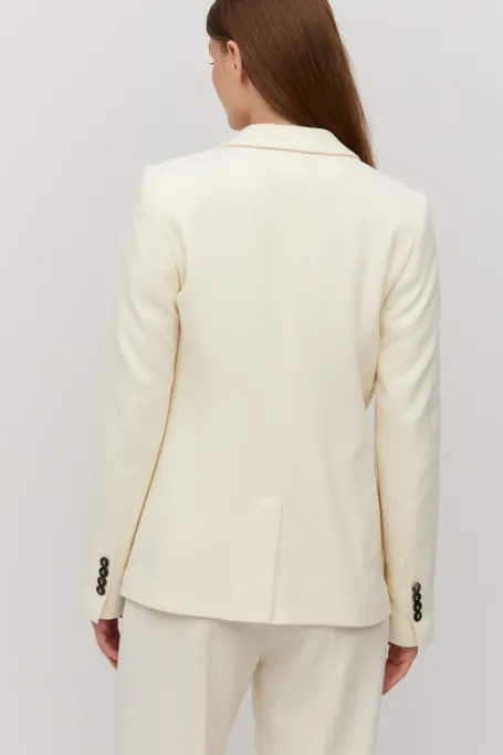 Vlněný smetanový saka k obleku s kašmírem