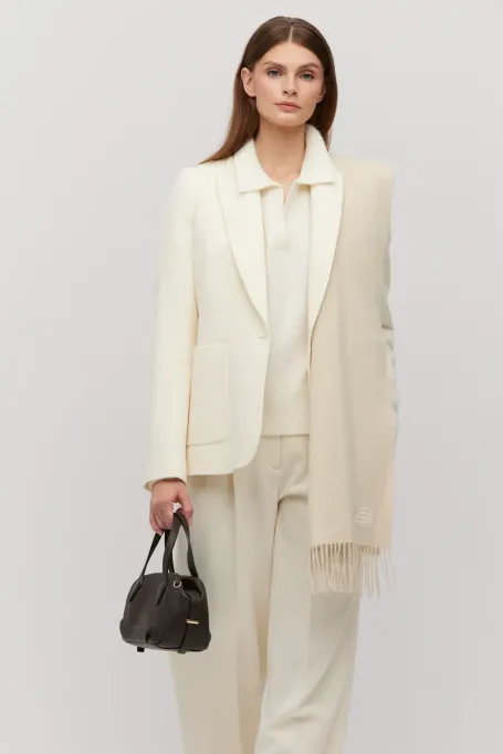 Vlněný smetanový saka k obleku s kašmírem