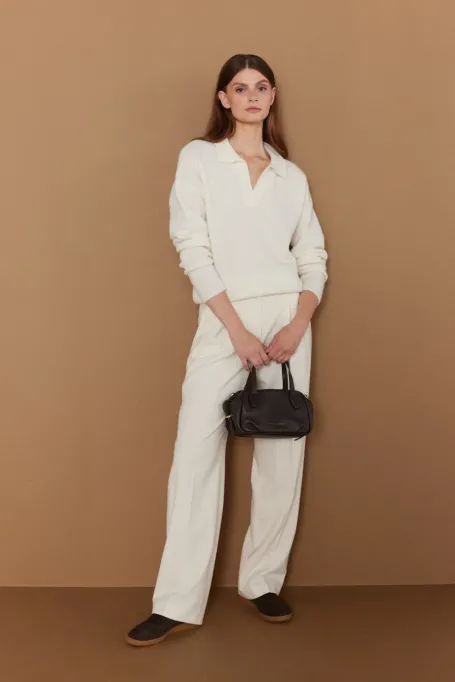 Krémový svetr s alpaku vlnou