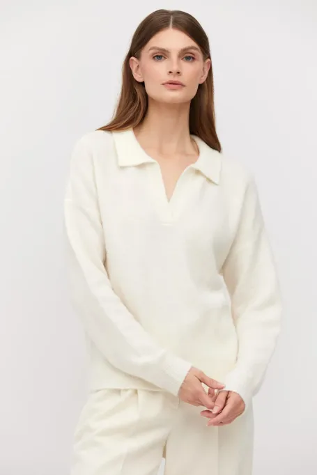Krémový svetr s alpaku vlnou