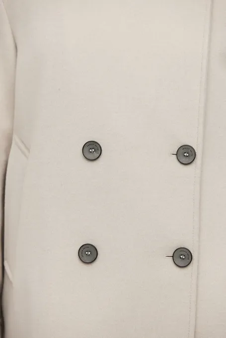 Bežová dvouřadá bunda z vlny