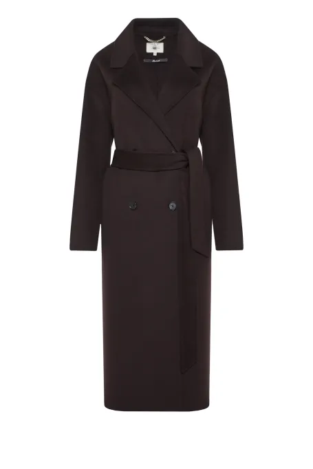 Hnědý dvouřadý kabát doubleface se hedvábím