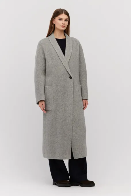 Šedý kabát s příměsí alpakového vlákna doubleface