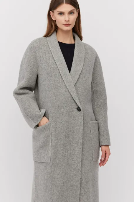 Šedý kabát s příměsí alpakového vlákna doubleface