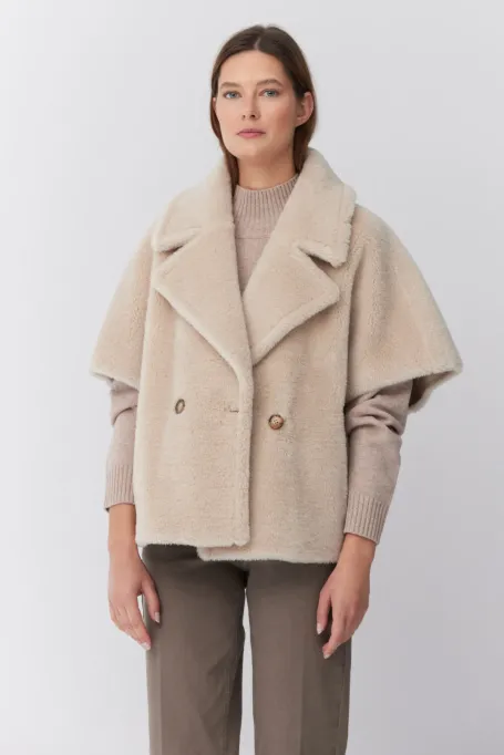 Béžová bunda z teddy bear vlny