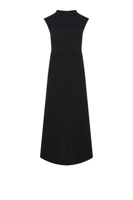 Černé šaty bez rukávů z jehněčí vlny