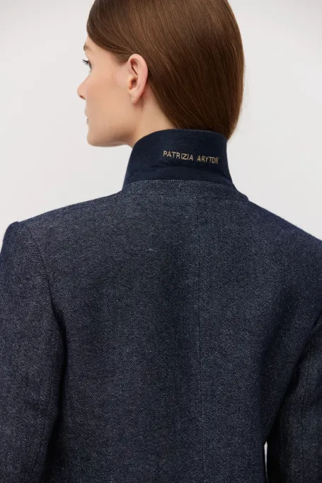 Granátový blejzr k obleku s lnem a kašmírem