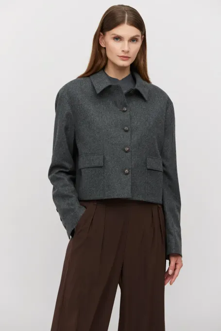 Šedý boxovací blejzr s kašmírem